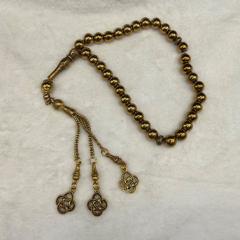 Islamic Tasbih Prayer Beads Gold Tone 9"